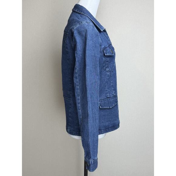 Talbots Women's Stretch Denim Jacket Full Zip Blue Sz 10 Fitted Pockets - Picture 5 of 16